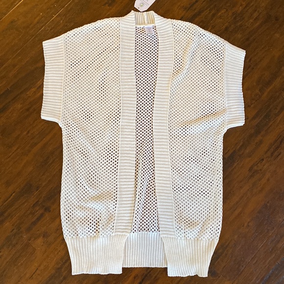 NWT Time and Tru White Women's Crochet Layering Duster Size L-XL - Picture 2 of 12